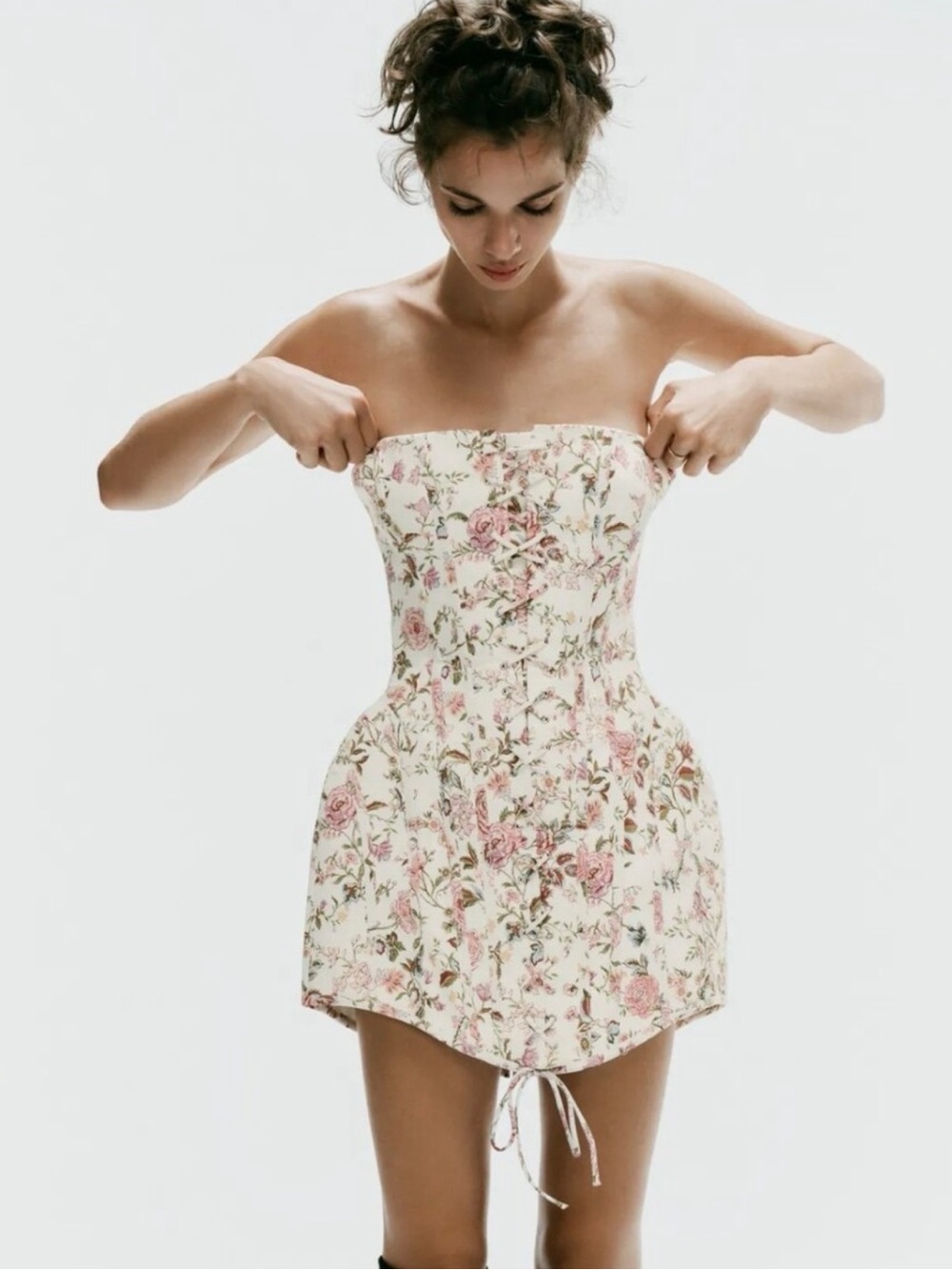 ZARA FLORAL PRINT OFF-THE-SHOULDERS DRESS
